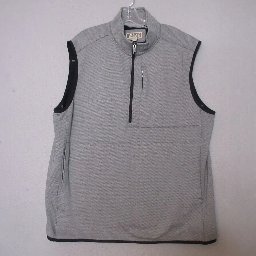 Duluth Trading Co Vest Men Large Gray Fleece Chest Pocket‎ Outdoor Camp Casual
